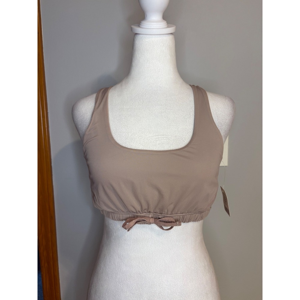 Free People FP Movement Nude strappy racerback Bow O-Ring Back Sports Bra size L